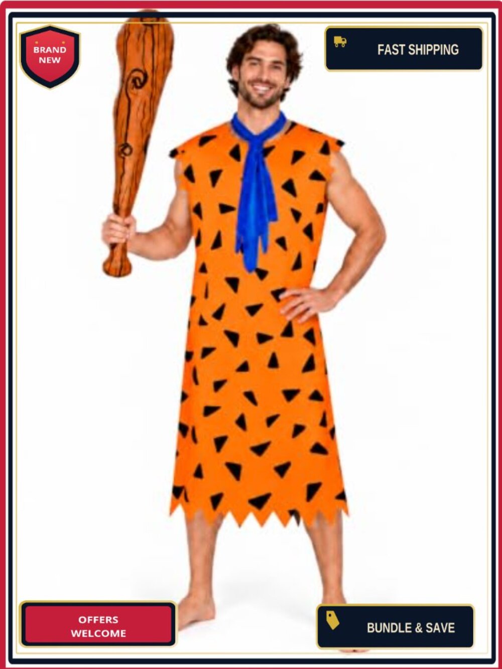 Caveman Costume Set Men Plus Size Halloween Cosplay Outfit Club Neck Tie